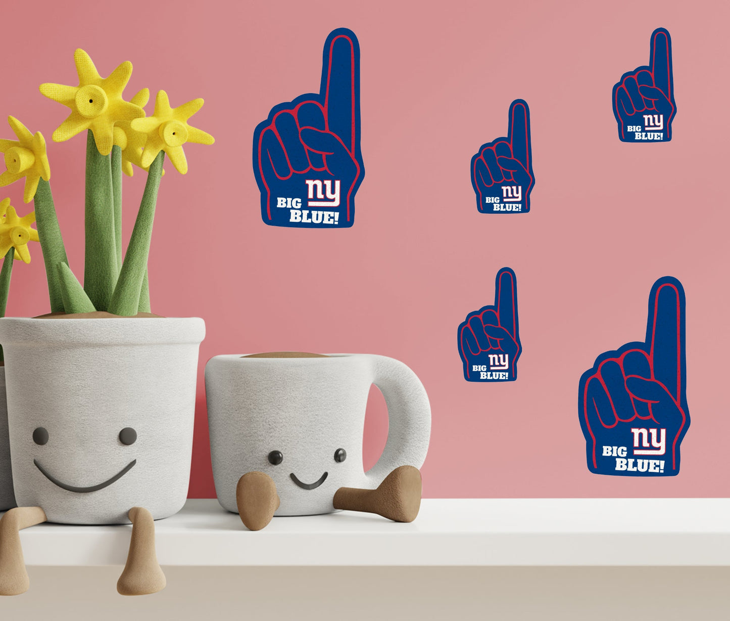 New York Giants - 4 Foam Finger Minis (Mixed Sizes) - Official NFL - Reusable Vinyl Decals