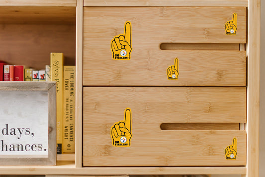 Pittsburgh Steelers - 4 Foam Finger Minis (Mixed Sizes) - Official NFL - Reusable Vinyl Decals