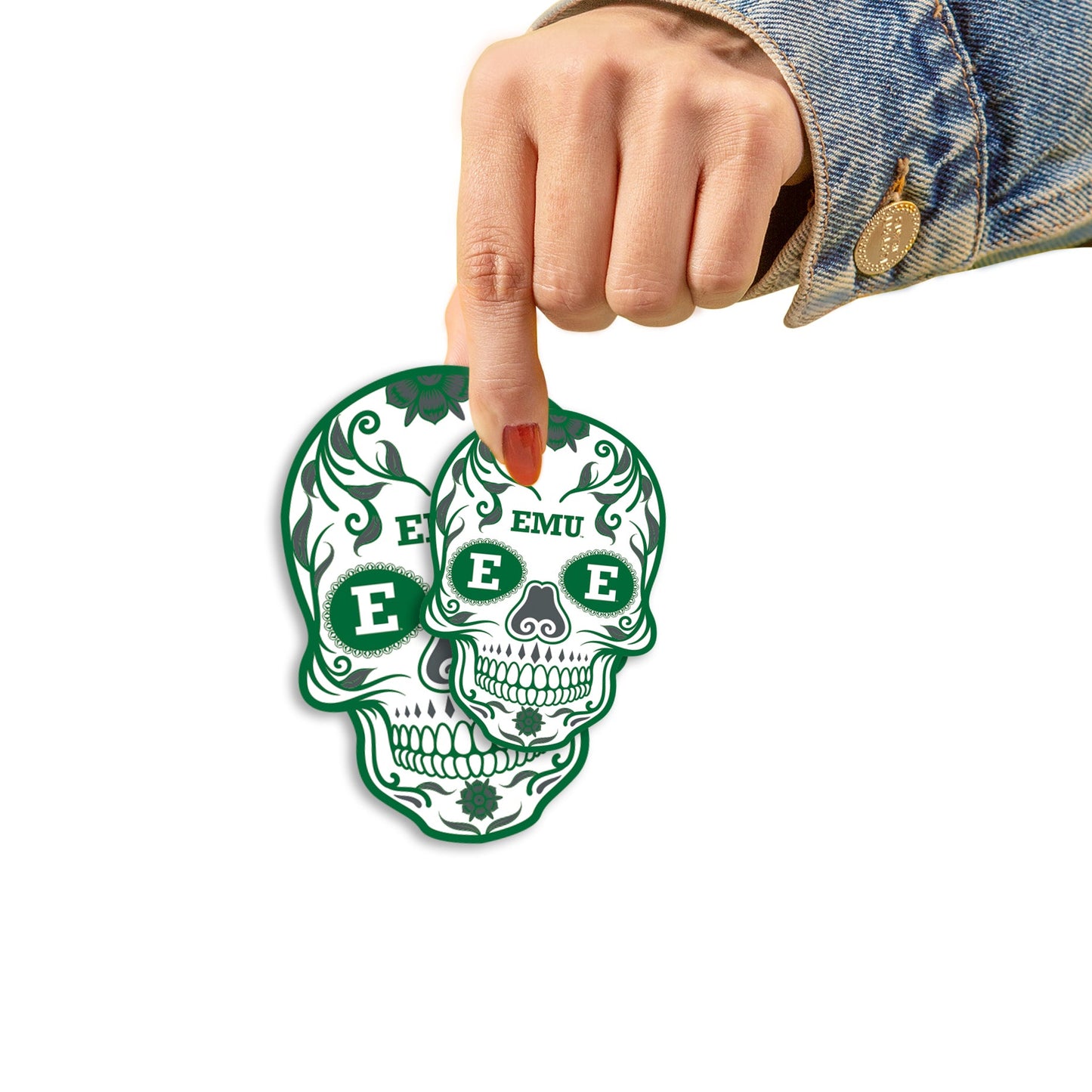 Eastern Michigan Eagles - 5 Sugar Skull Logo Minis (Mixed Sizes) - Official NCAA - Reusable Vinyl Decals
