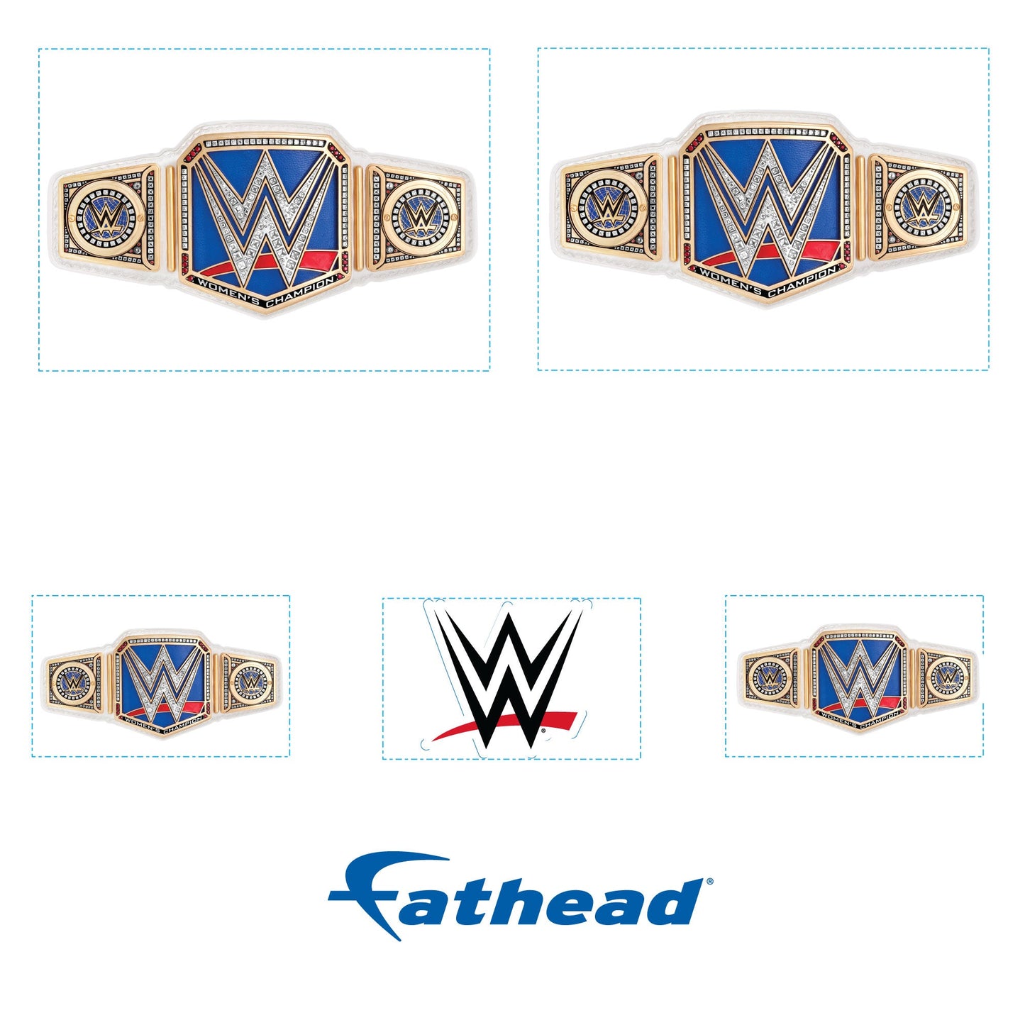 Smackdown Women's Title - 5 Minis (Mixed Sizes) - Official WWE - Reusable Vinyl Decals