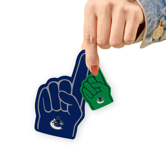 Vancouver Canucks - 5 Foam Finger Minis (Mixed Sizes) - Official NHL - Reusable Vinyl Decals