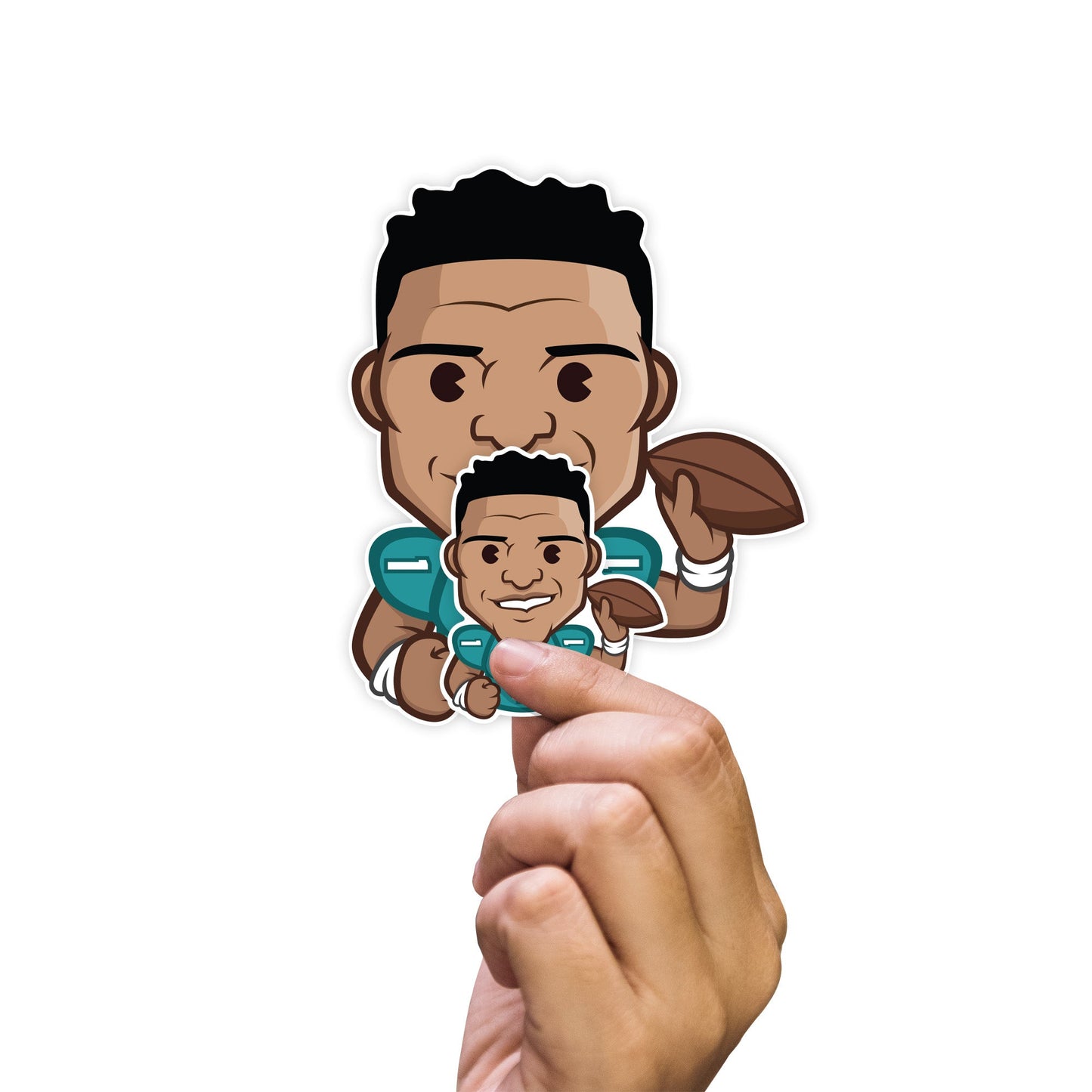 Tua Tagovailoa - 5 Emoji Minis (Mixed Sizes) - Official NFLPA - Miami Dolphins - Reusable Vinyl Decals