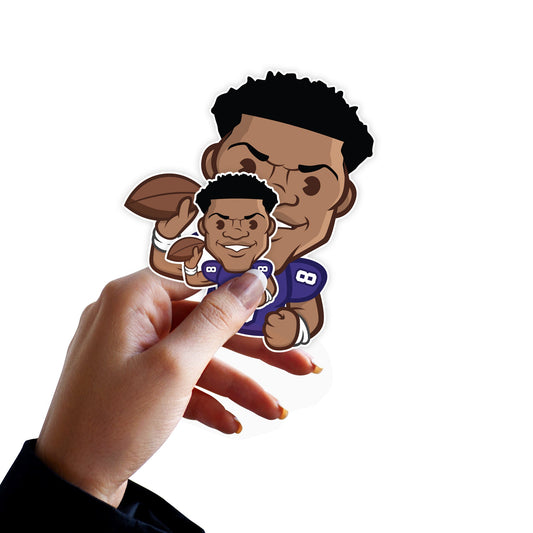 Lamar Jackson - 5 Emoji Minis (Mixed Sizes) - Official NFLPA - Baltimore Ravens - Reusable Vinyl Decals