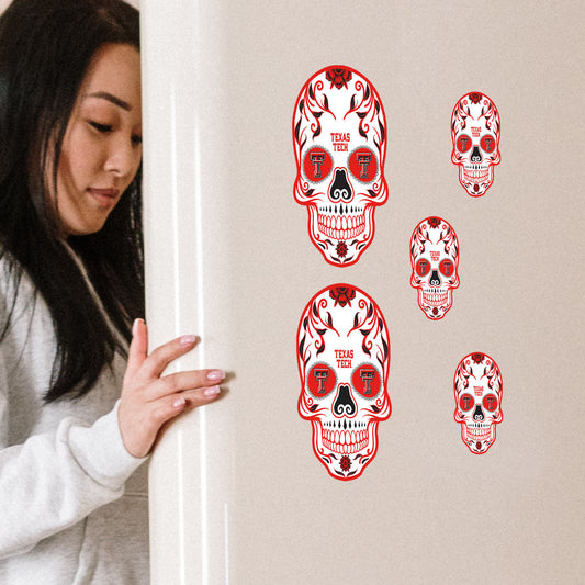 Texas Tech Red Raiders - 5 Sugar Skull Logo Minis (Mixed Sizes) - Official NCAA - Reusable Vinyl Decals