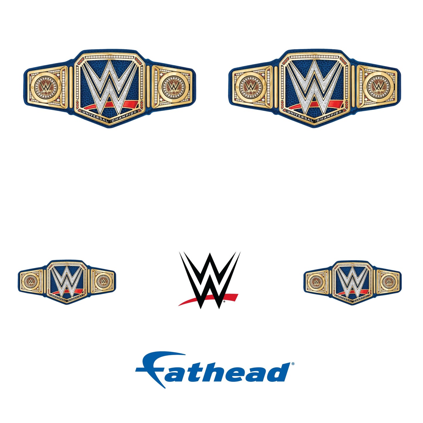 Blue Universal Title - 5 Minis (Mixed Sizes) - Official WWE - Reusable Vinyl Decals