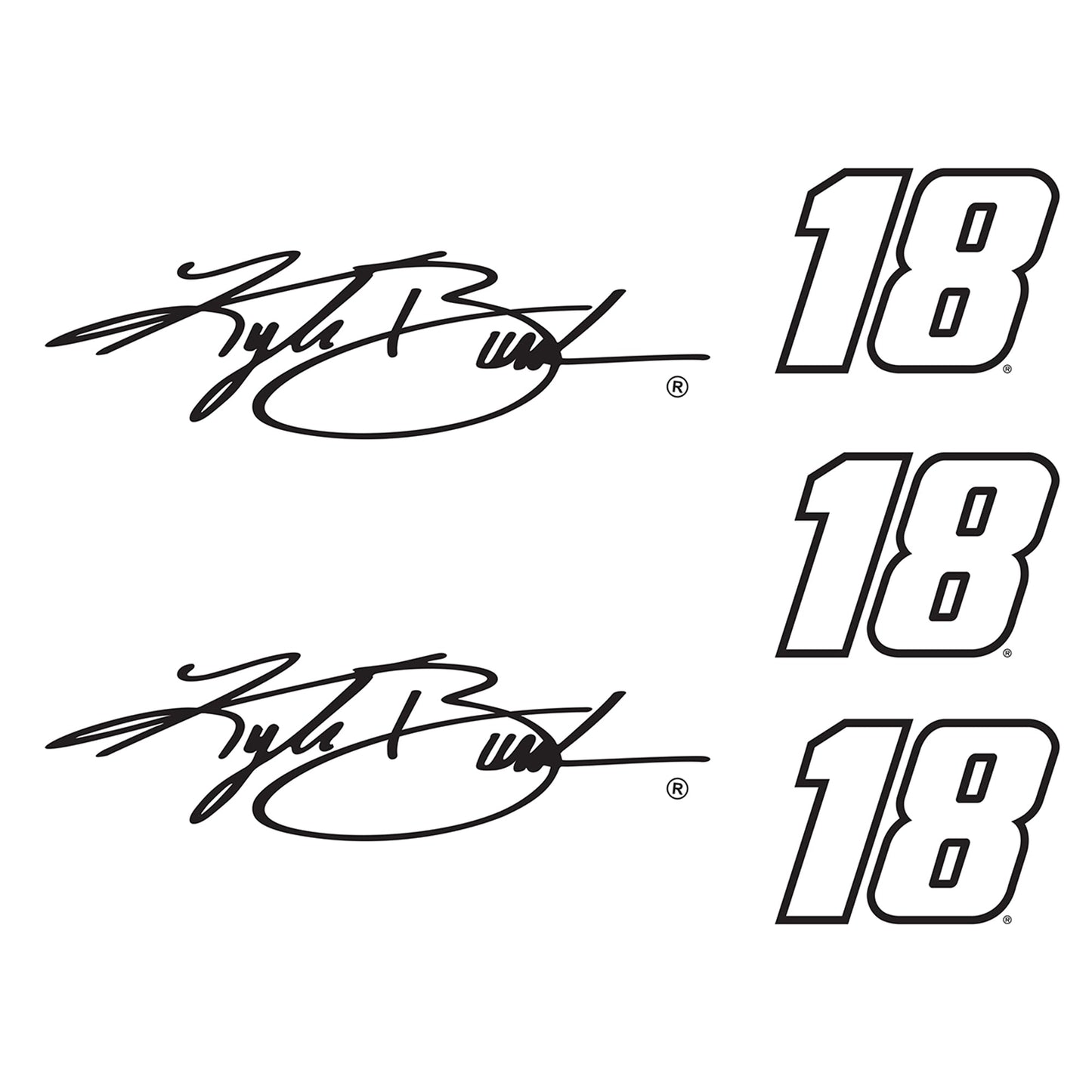 Kyle Busch - 5 Logo Minis (Mixed Sizes) - Official NASCAR - Reusable Vinyl Decals