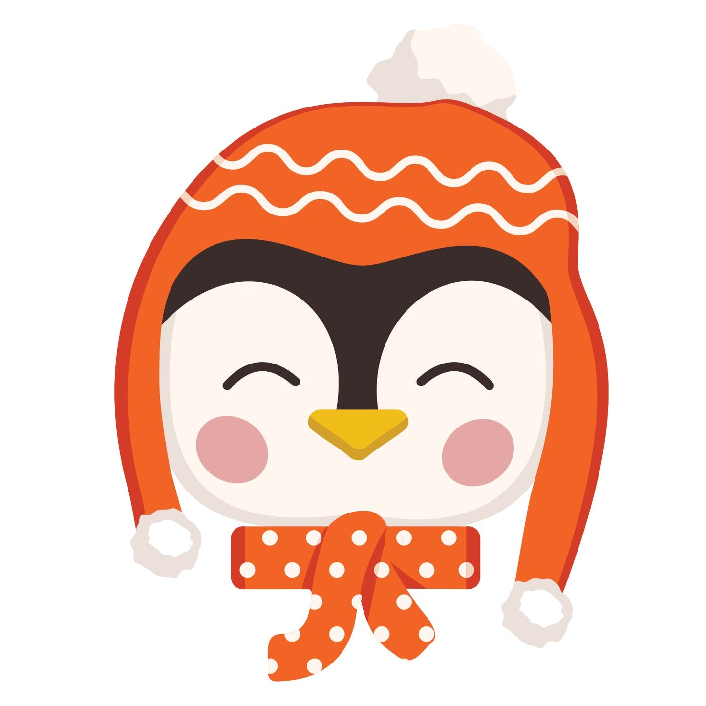 Sheet of 9 - Holiday:  Penguin with Red Scarf  Minis   Cardstock Cutout  -      Big Head