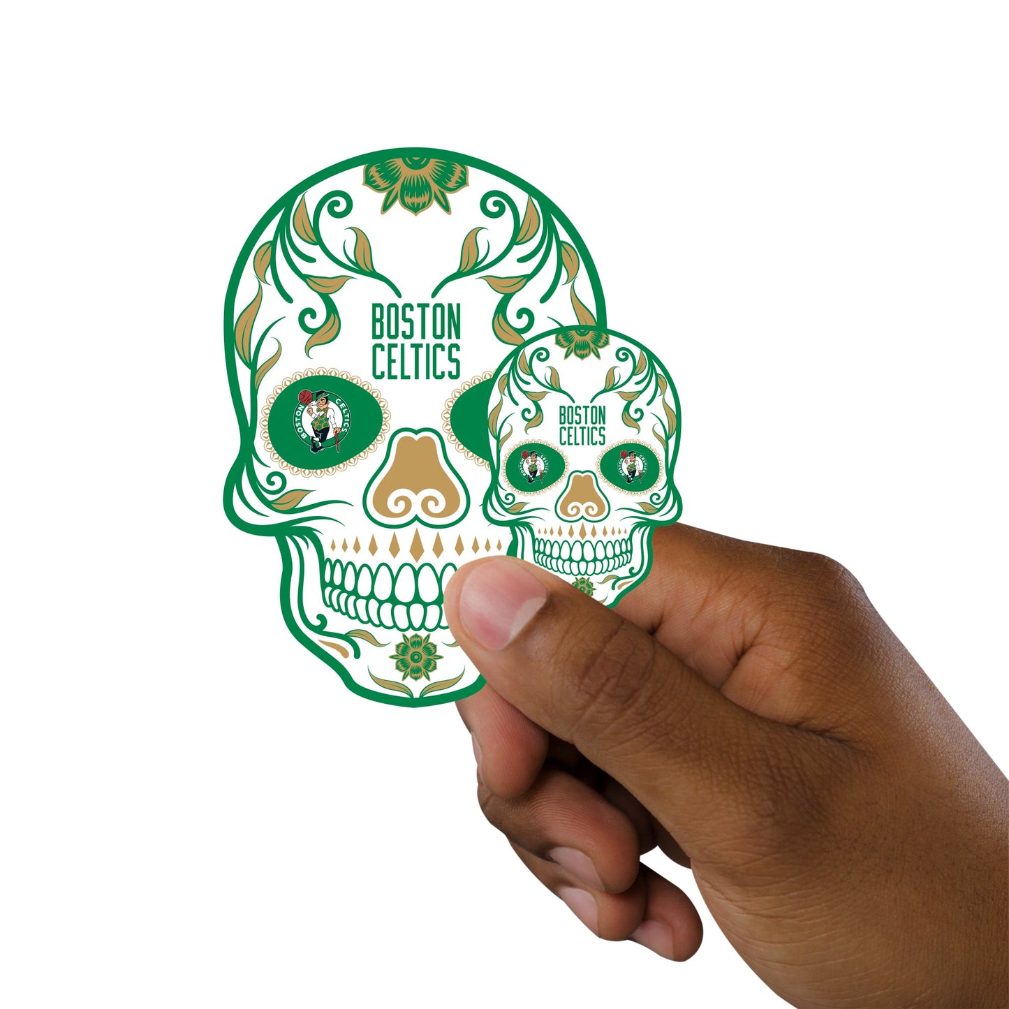 Boston Celtics - 5 Sugar Skull Logo Minis (Mixed Sizes) - Official NBA - Reusable Vinyl Decals