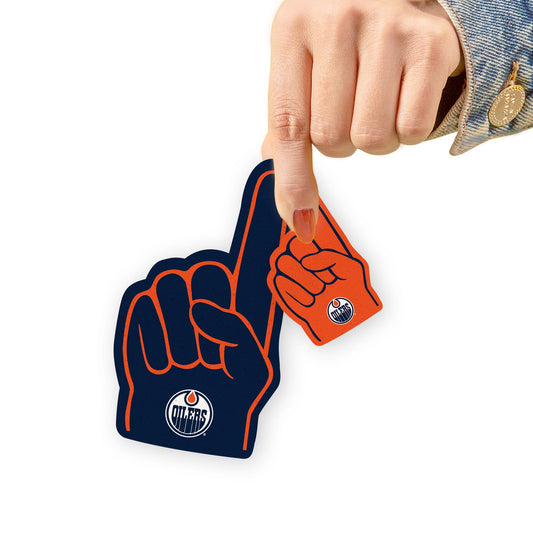 Edmonton Oilers - 5 Foam Finger Minis (Mixed Sizes) - Official NHL - Reusable Vinyl Decals
