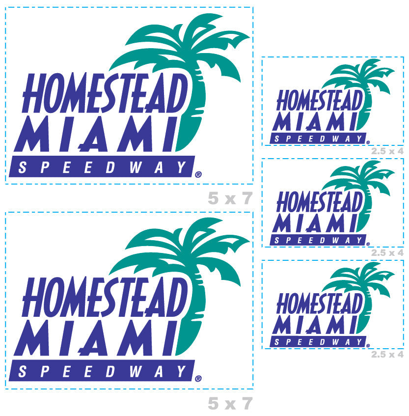 Homestead-Miami Speedway - 5 Logo Minis (Mixed Sizes) - Official NASCAR - Reusable Vinyl Decals