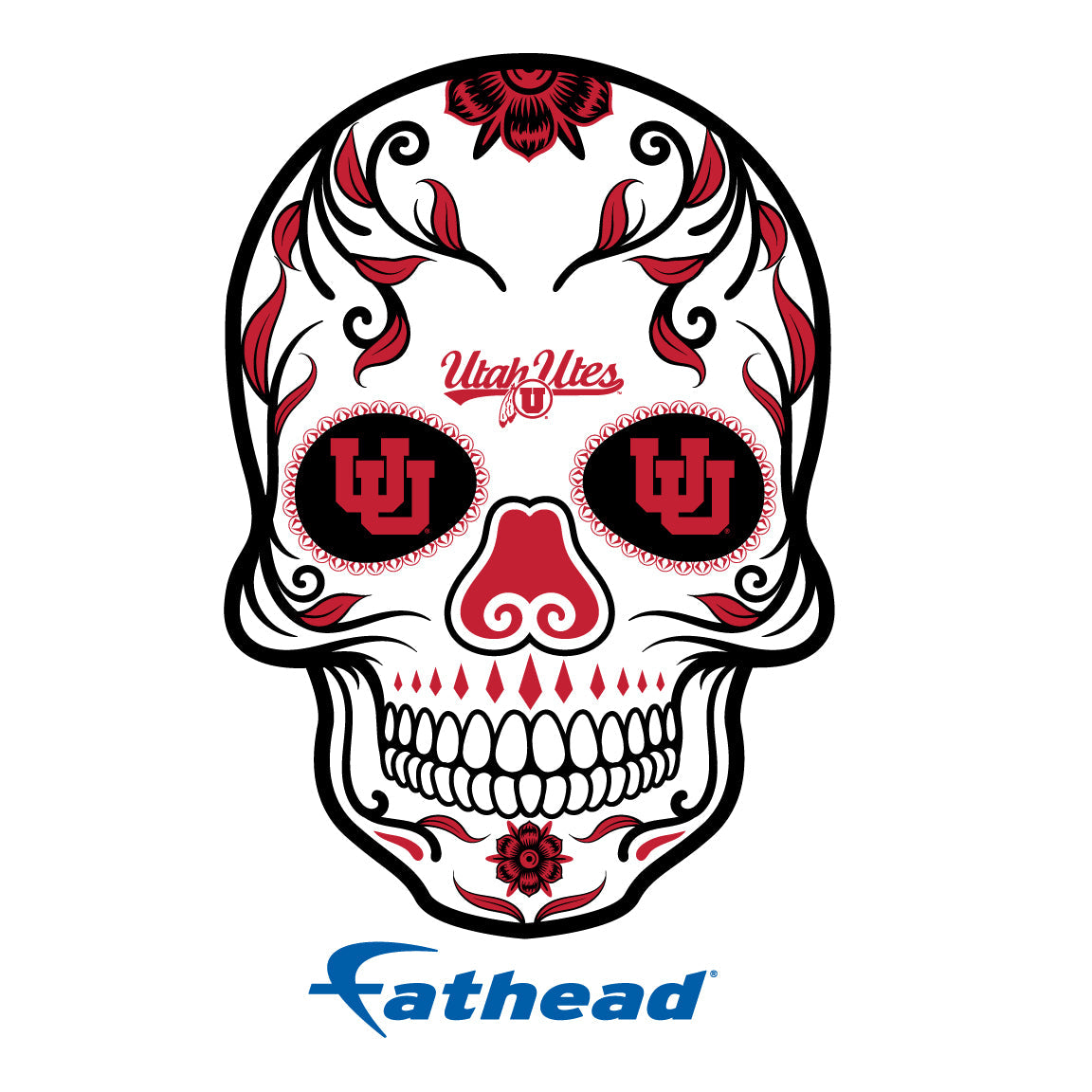 Utah Utes - 5 Sugar Skull Logo Minis (Mixed Sizes) - Official NCAA - Reusable Vinyl Decals