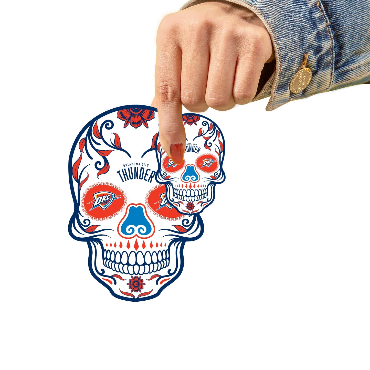 Oklahoma City Thunder - 5 Sugar Skull Logo Minis (Mixed Sizes) - Official NBA - Reusable Vinyl Decals