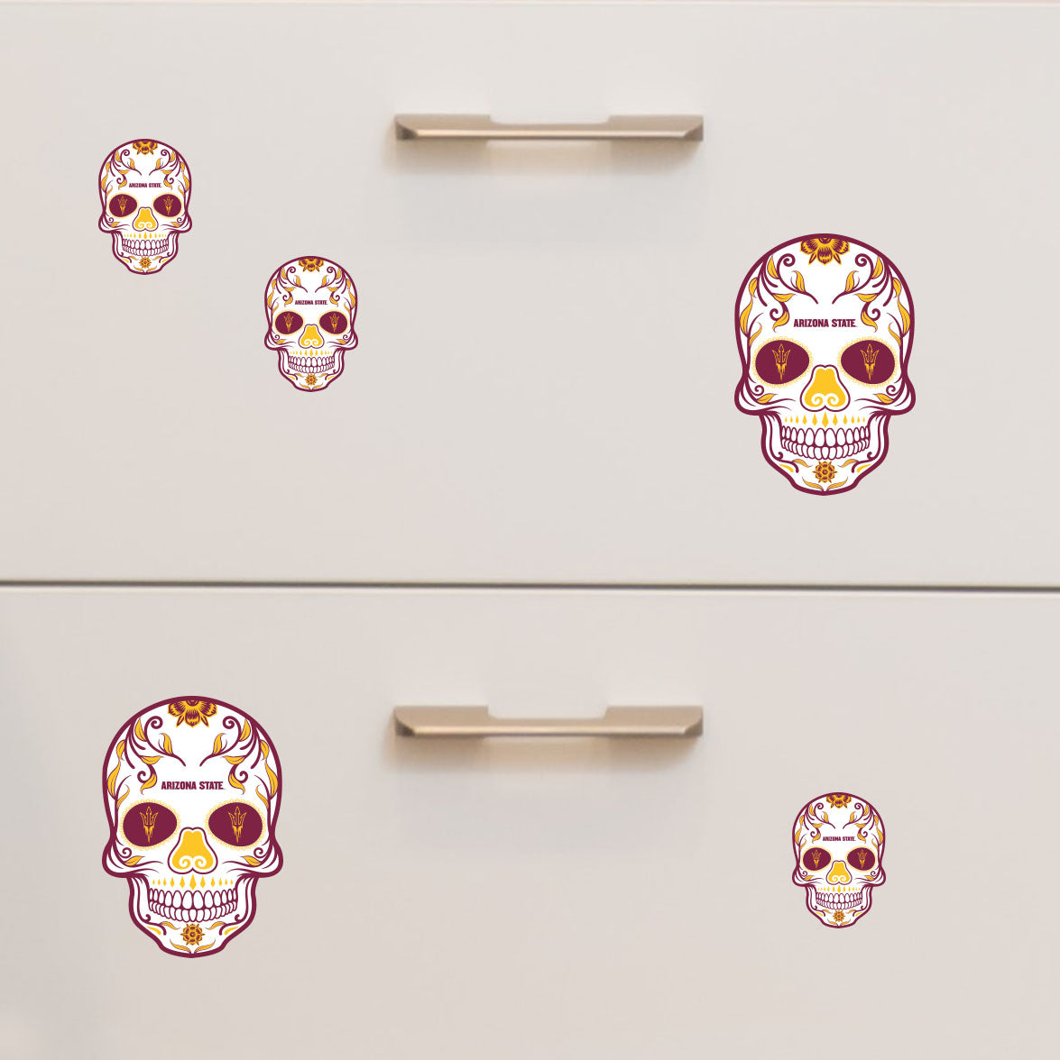 Arizona State Sun Devils - 5 Sugar Skull Logo Minis (Mixed Sizes) - Official NCAA - Reusable Vinyl Decals