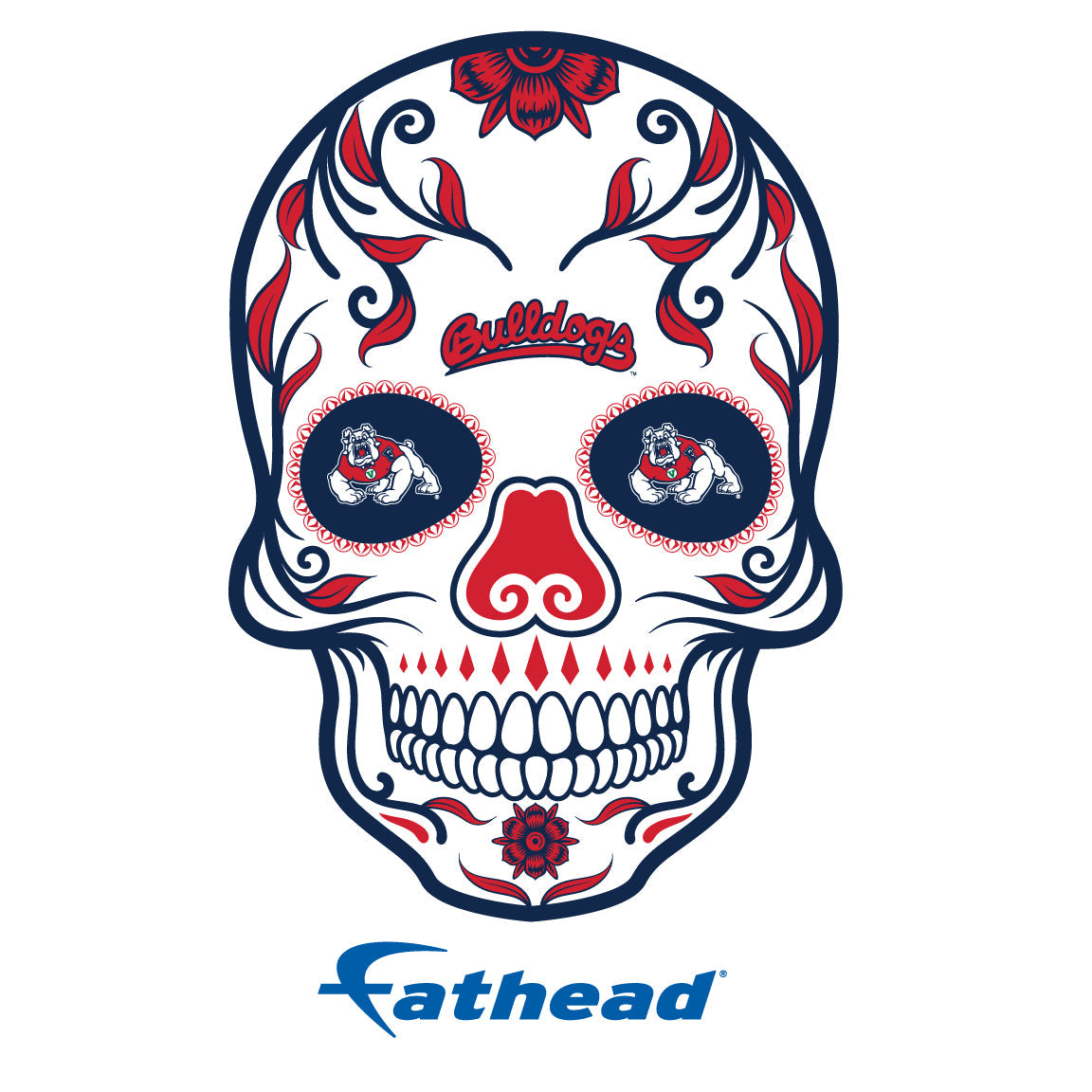 Fresno State Bulldogs - 5 Sugar Skull Logo Minis (Mixed Sizes) - Official NCAA - Reusable Vinyl Decals