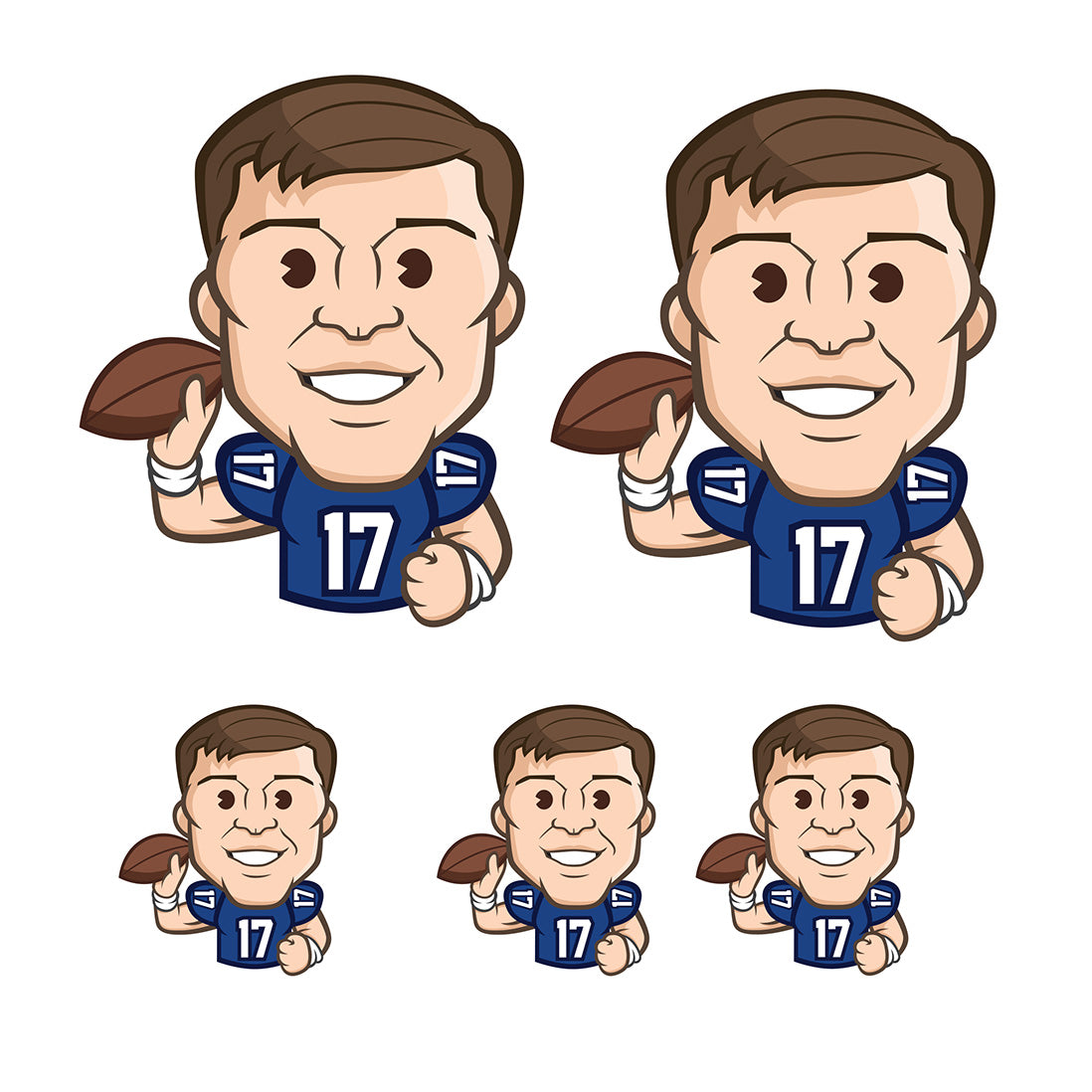 Josh Allen - 5 Emoji Minis (Mixed Sizes) - Official NFLPA - Buffalo Bills - Reusable Vinyl Decals