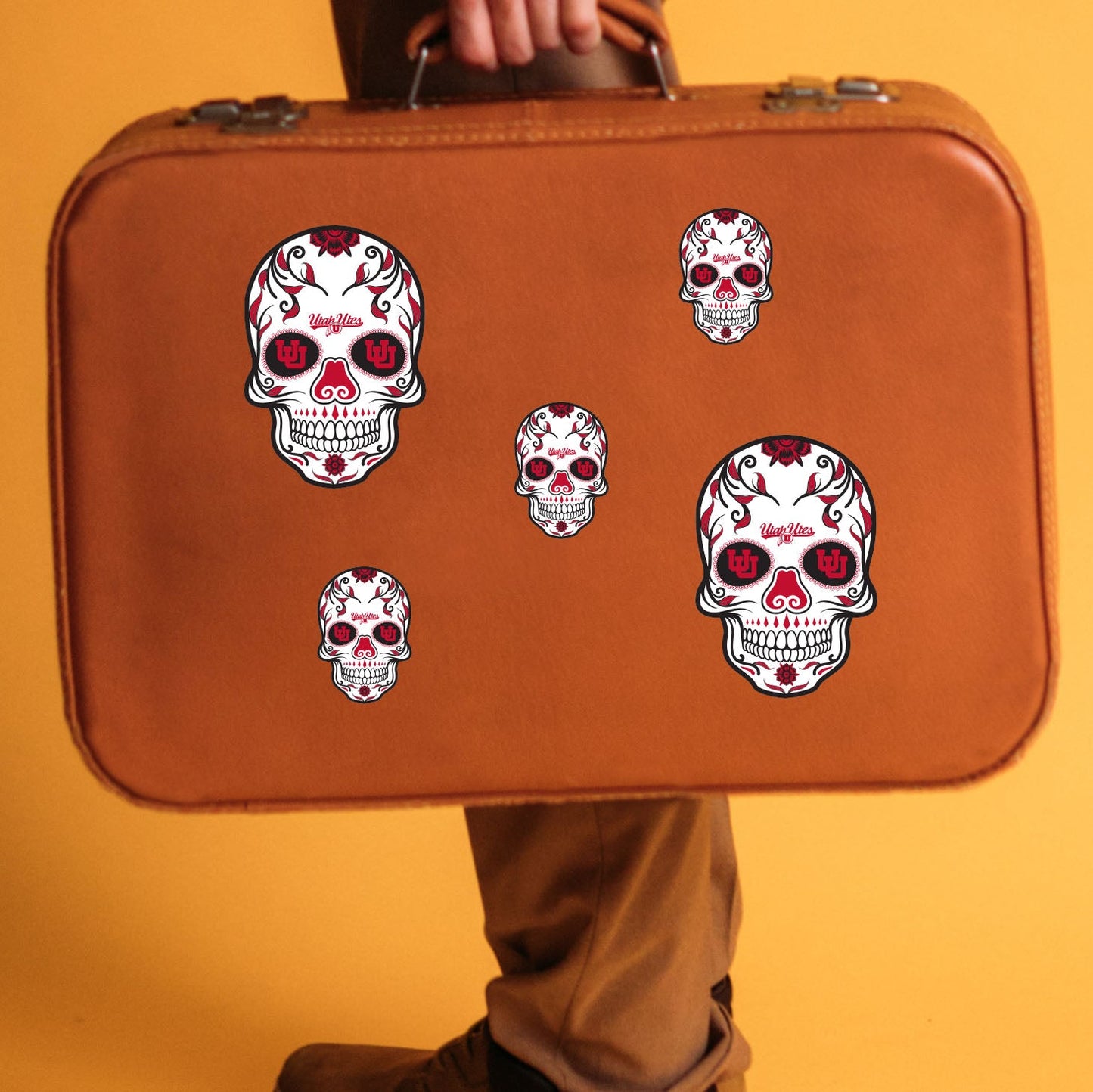 Utah Utes - 5 Sugar Skull Logo Minis (Mixed Sizes) - Official NCAA - Reusable Vinyl Decals