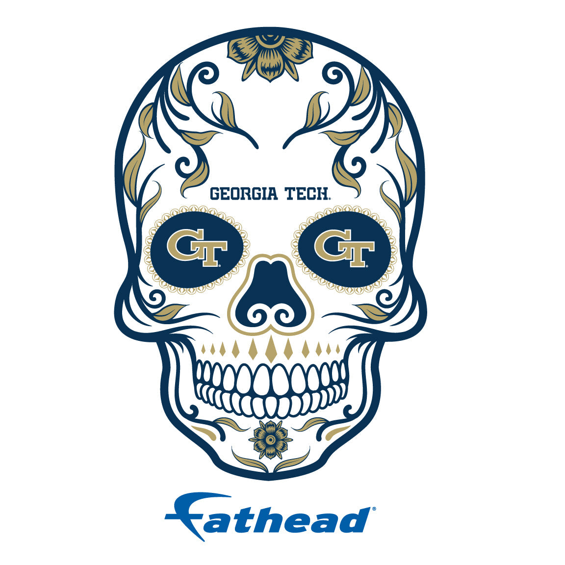 Georgia Tech Yellow Jackets - 5 Sugar Skull Logo Minis (Mixed Sizes) - Official NCAA - Reusable Vinyl Decals