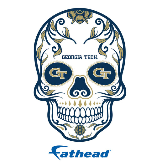 Georgia Tech Yellow Jackets - 5 Sugar Skull Logo Minis (Mixed Sizes) - Official NCAA - Reusable Vinyl Decals