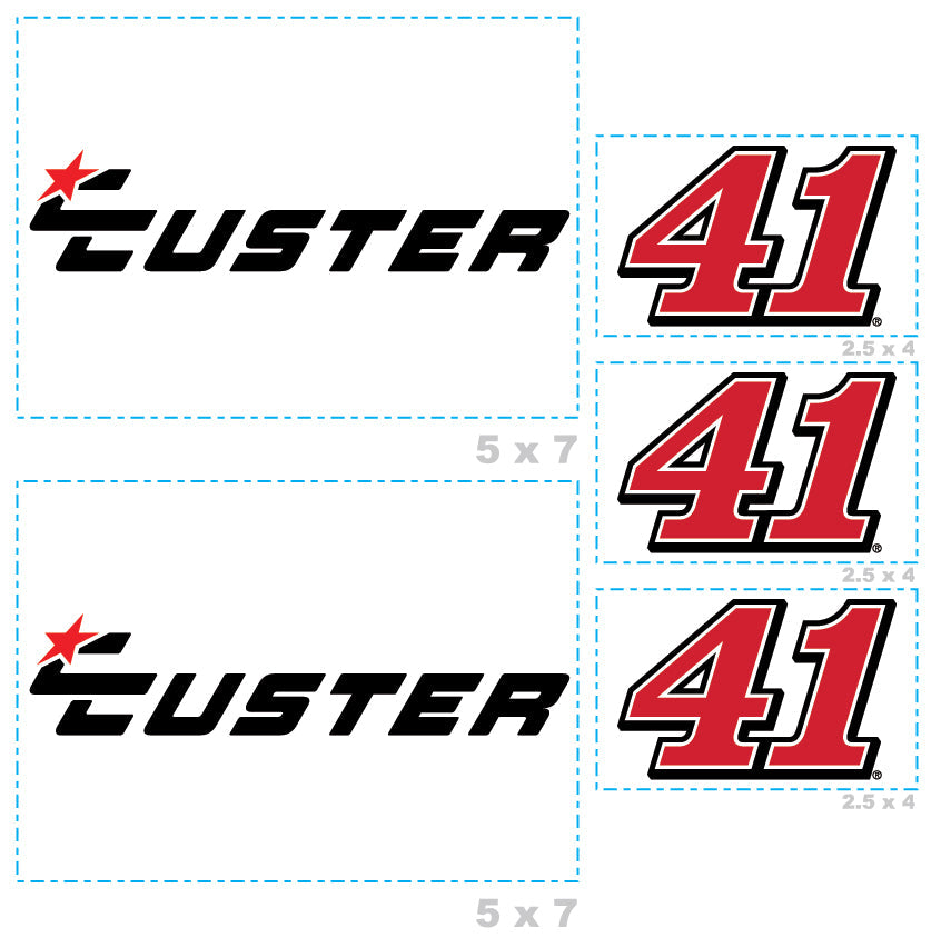 Cole Custer #41 - 5 Logo Minis (Mixed Sizes) - Official NASCAR - Reusable Vinyl Decals