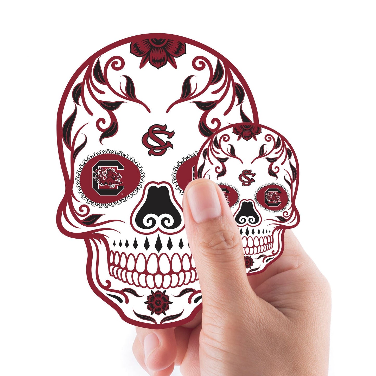 South Carolina Gamecocks - 5 Sugar Skull Logo Minis (Mixed Sizes) - Official NCAA - Reusable Vinyl Decals