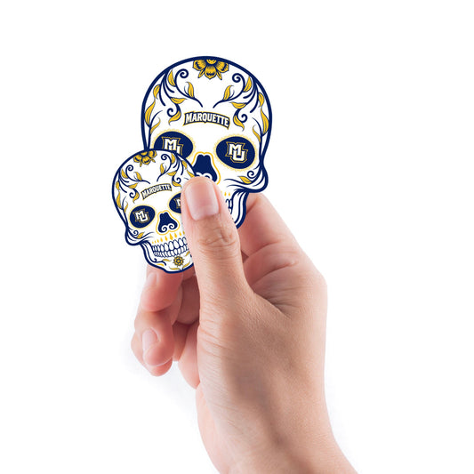 Marquette Golden Eagles - 5 Sugar Skull Logo Minis (Mixed Sizes) - Official NCAA - Reusable Vinyl Decals