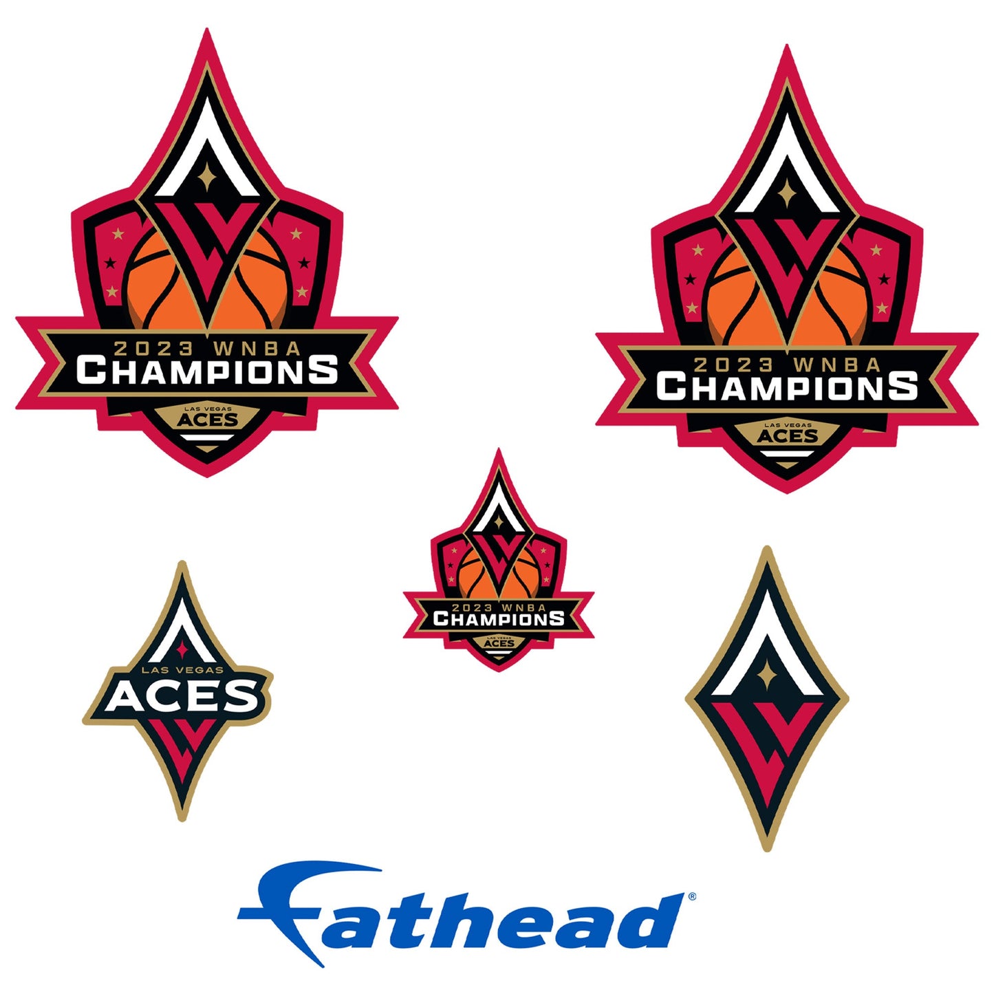 Las Vegas Aces - 5 Logo Minis (Mixed Sizes) - Official WNBA - 2023 Champions - Reusable Vinyl Decals
