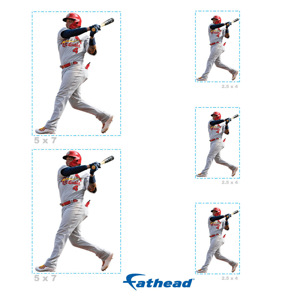 Yadier Molina - 5 Player Minis (Mixed Sizes) - Official MLB - St. Louis Cardinals - Reusable Vinyl Decals