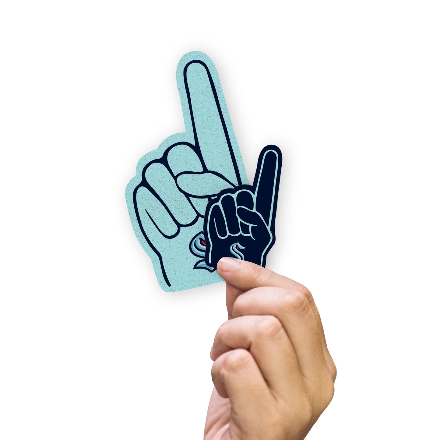 Seattle Kraken - 4 Foam Finger Minis (Mixed Sizes) - Official NHL - Reusable Vinyl Decals