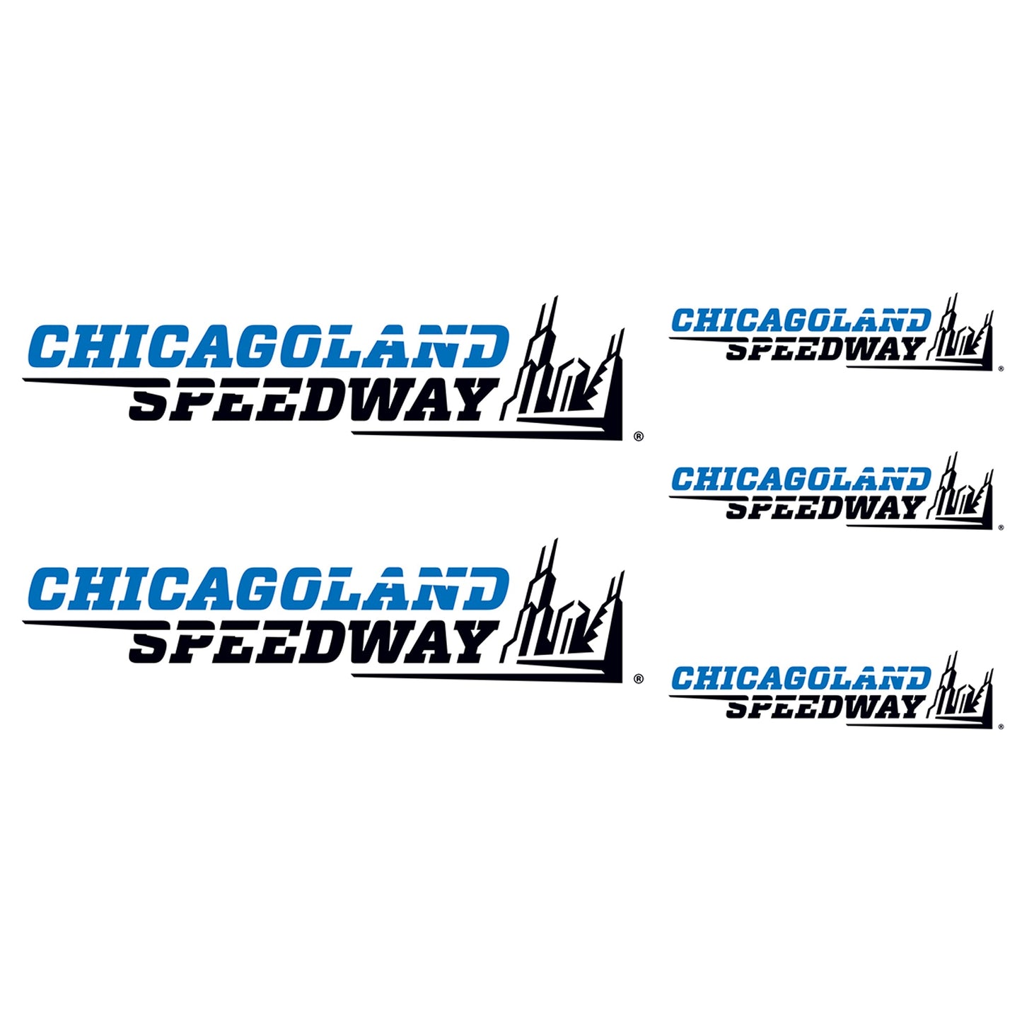Chicagoland Speedway - 5 Logo Minis (Mixed Sizes) - Official NASCAR - Reusable Vinyl Decals