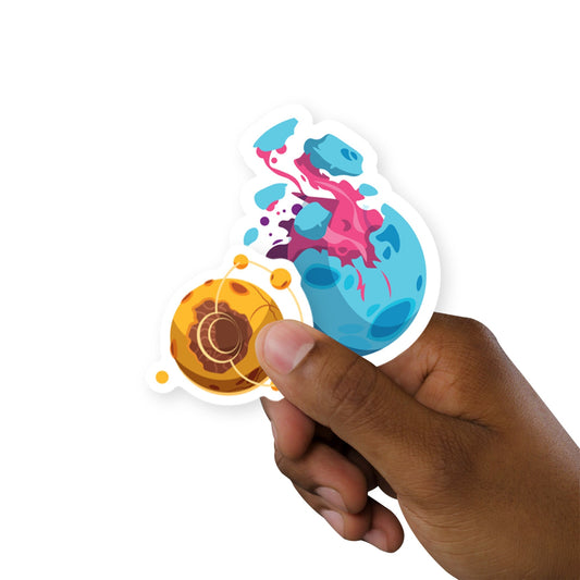 Sheet of 5 -Planets:  Colored Planets vol 2 Minis        -   Removable    Adhesive Decal