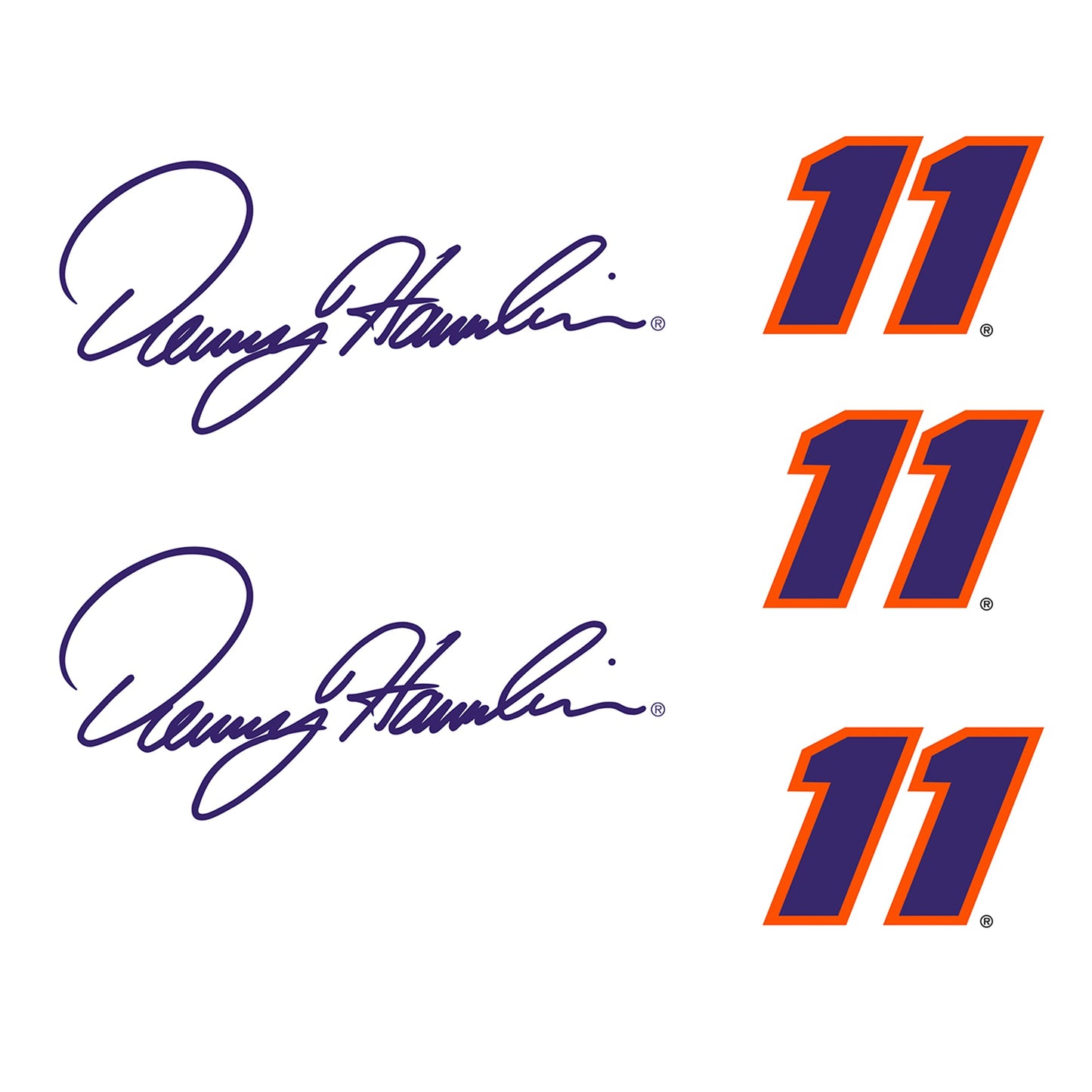 Denny Hamlin - 5 Logo Minis (Mixed Sizes) - Official NASCAR - Reusable Vinyl Decals