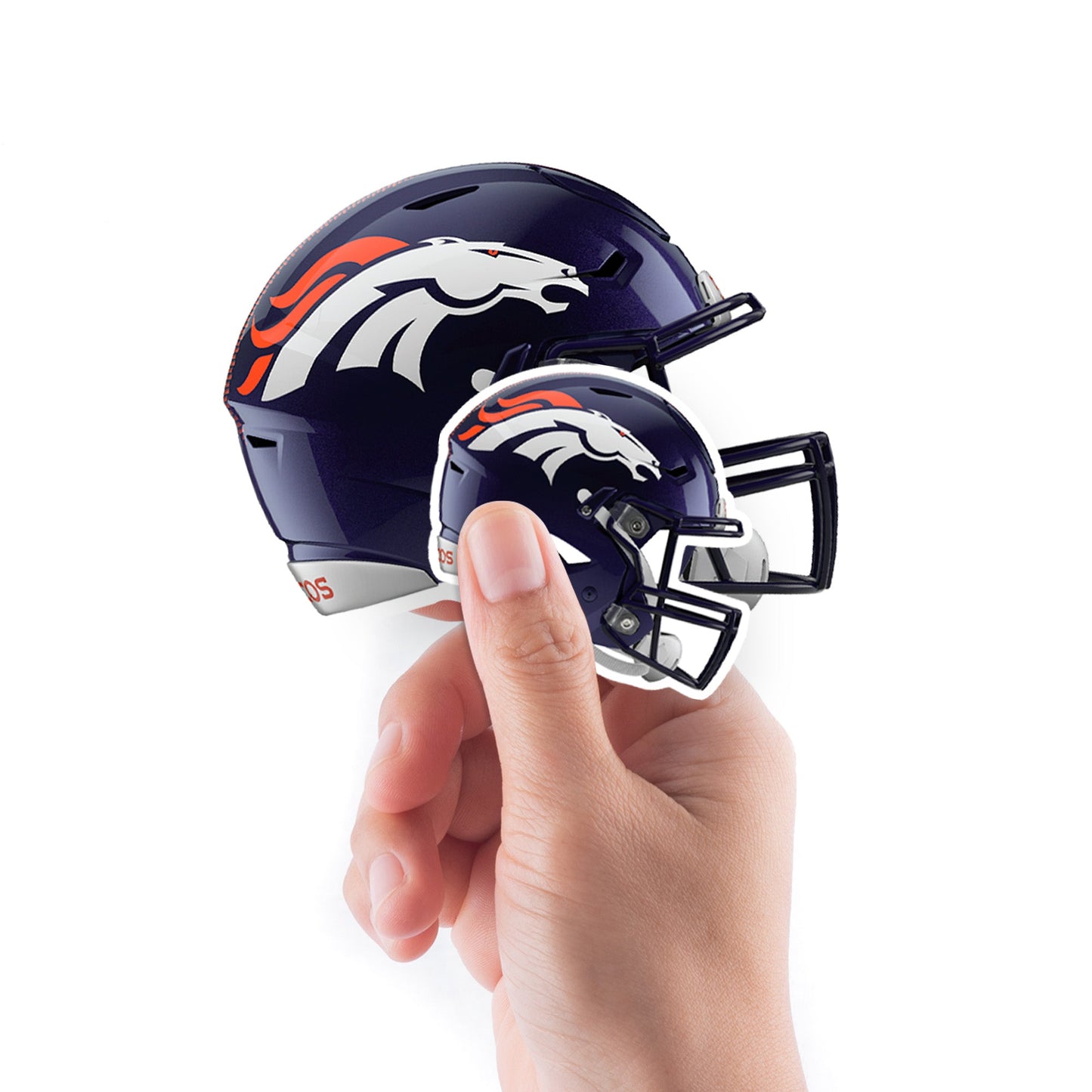 Denver Broncos - 5 Helmet Minis (Mixed Sizes) - Official NFL - Reusable Vinyl Decals