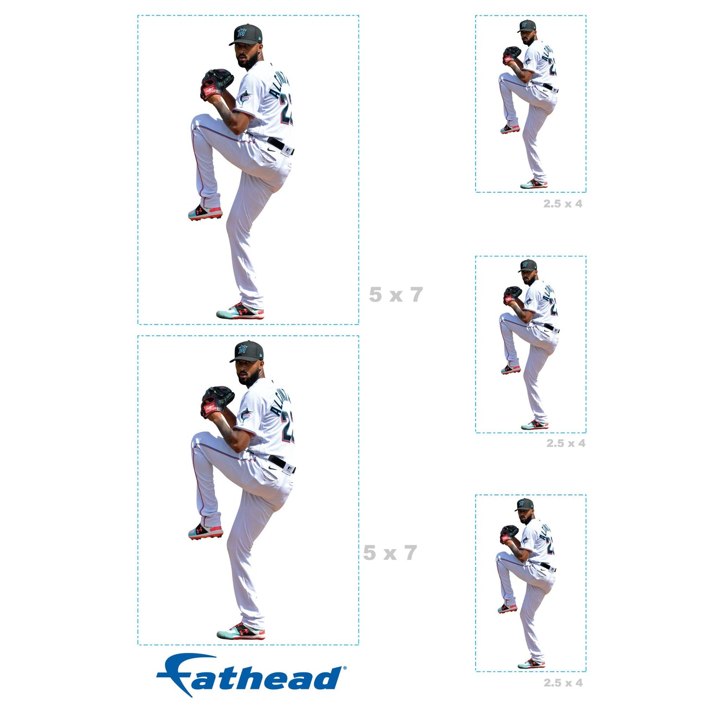Sandy Alcantara - 5 Player Minis (Mixed Sizes) - Official MLB - Miami Marlins - Reusable Vinyl Decals