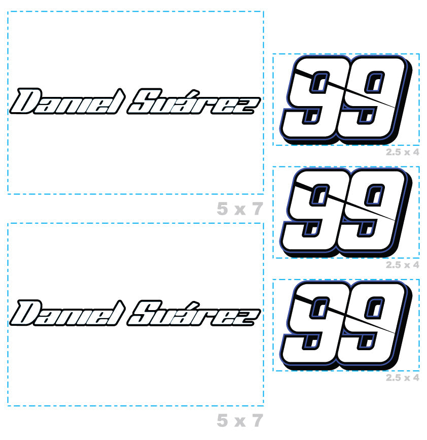 Daniel Suarez - 5 Logo Minis (Mixed Sizes) - Official NASCAR - Reusable Vinyl Decals
