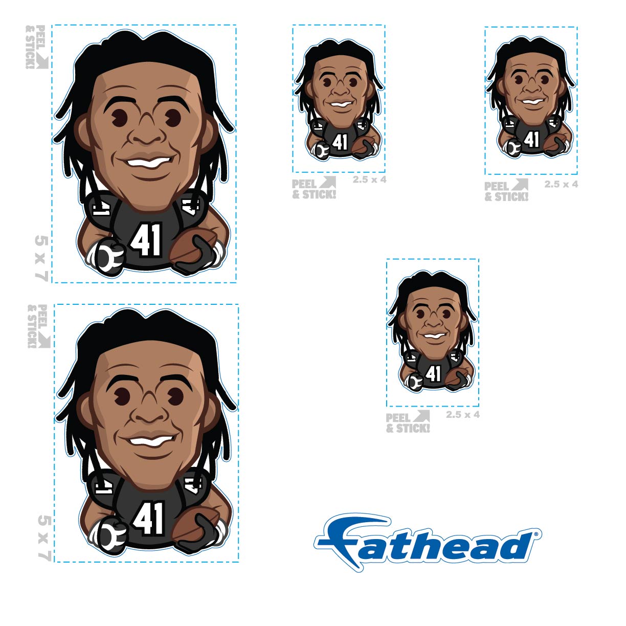 Alvin Kamara - 5 Emoji Minis (Mixed Sizes) - Official NFLPA - New Orleans Saints - Reusable Vinyl Decals