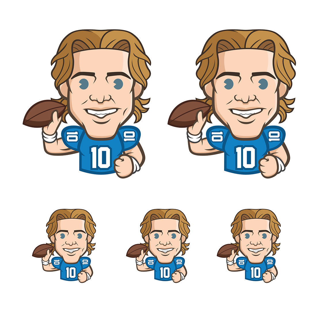 Justin Herbert - 5 Emoji Minis (Mixed Sizes) - Official NFLPA - Los Angeles Chargers - Reusable Vinyl Decals