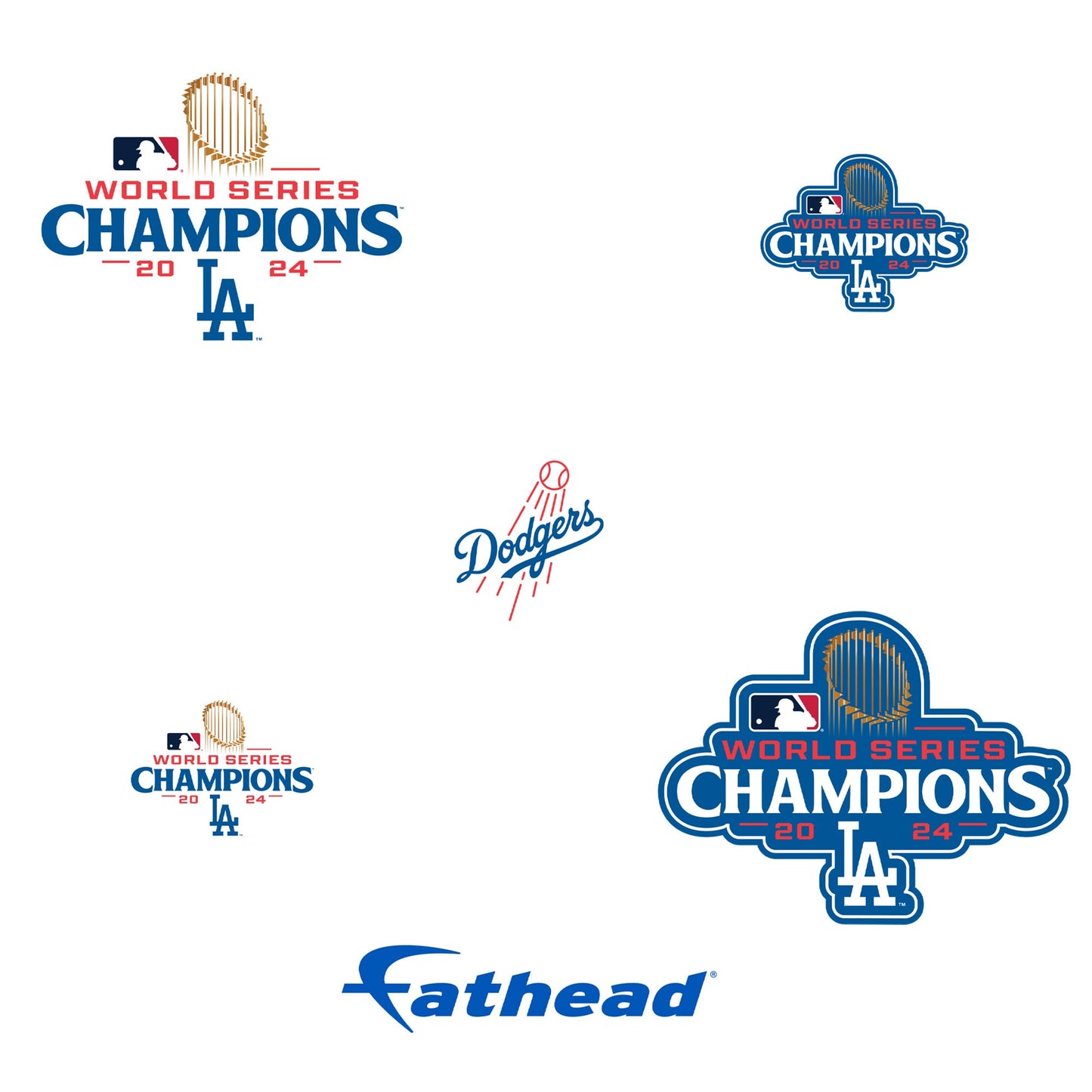 Los Angeles Dodgers - 5 Logo Minis (Mixed Sizes) - Official MLB - 2024 World Series Champions - Reusable Vinyl Decals