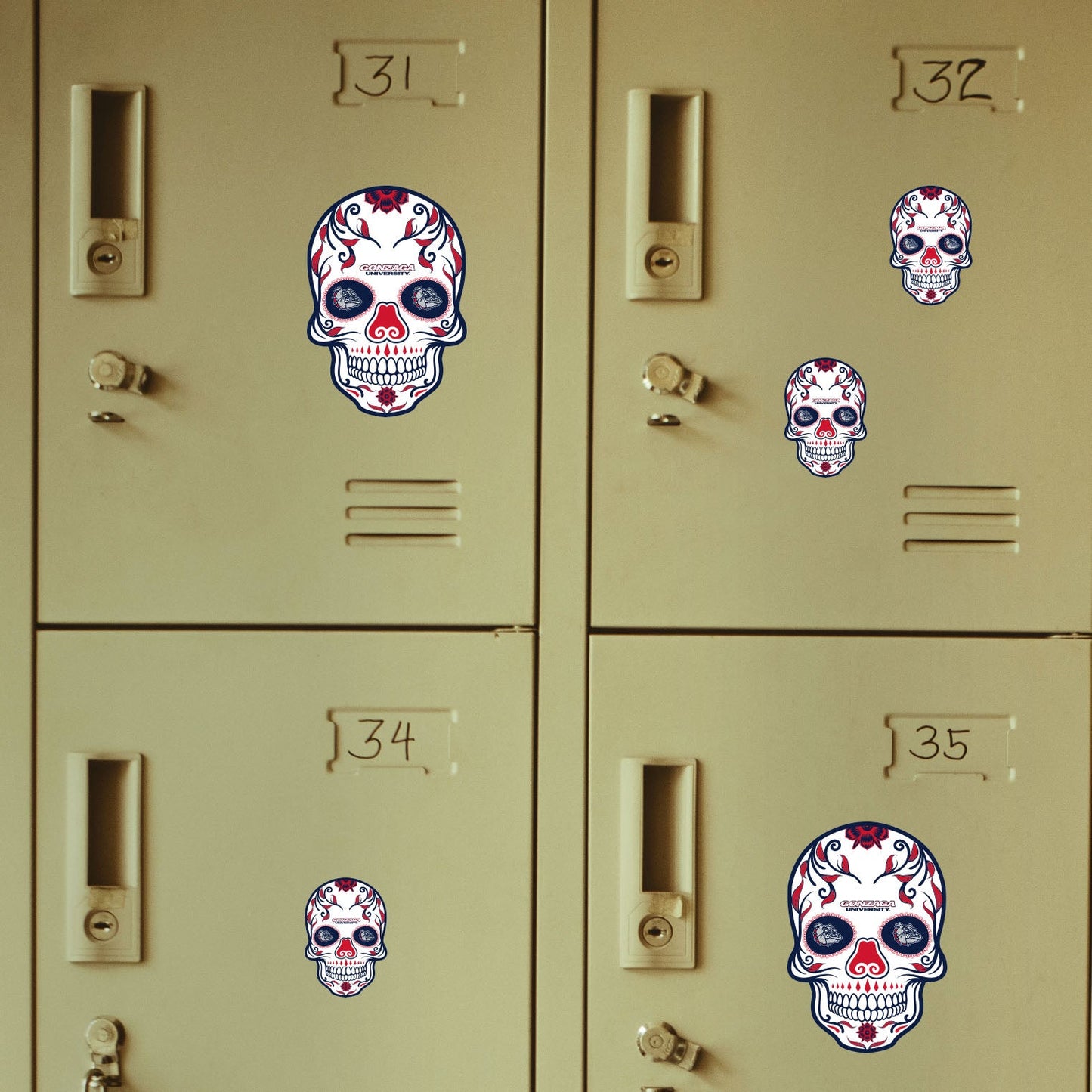 Gonzaga Bulldogs - 5 Sugar Skull Logo Minis (Mixed Sizes) - Official NCAA - Reusable Vinyl Decals