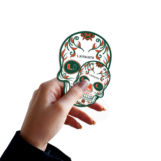 Miami Hurricanes - 5 Sugar Skull Logo Minis (Mixed Sizes) - Official NCAA - Reusable Vinyl Decals
