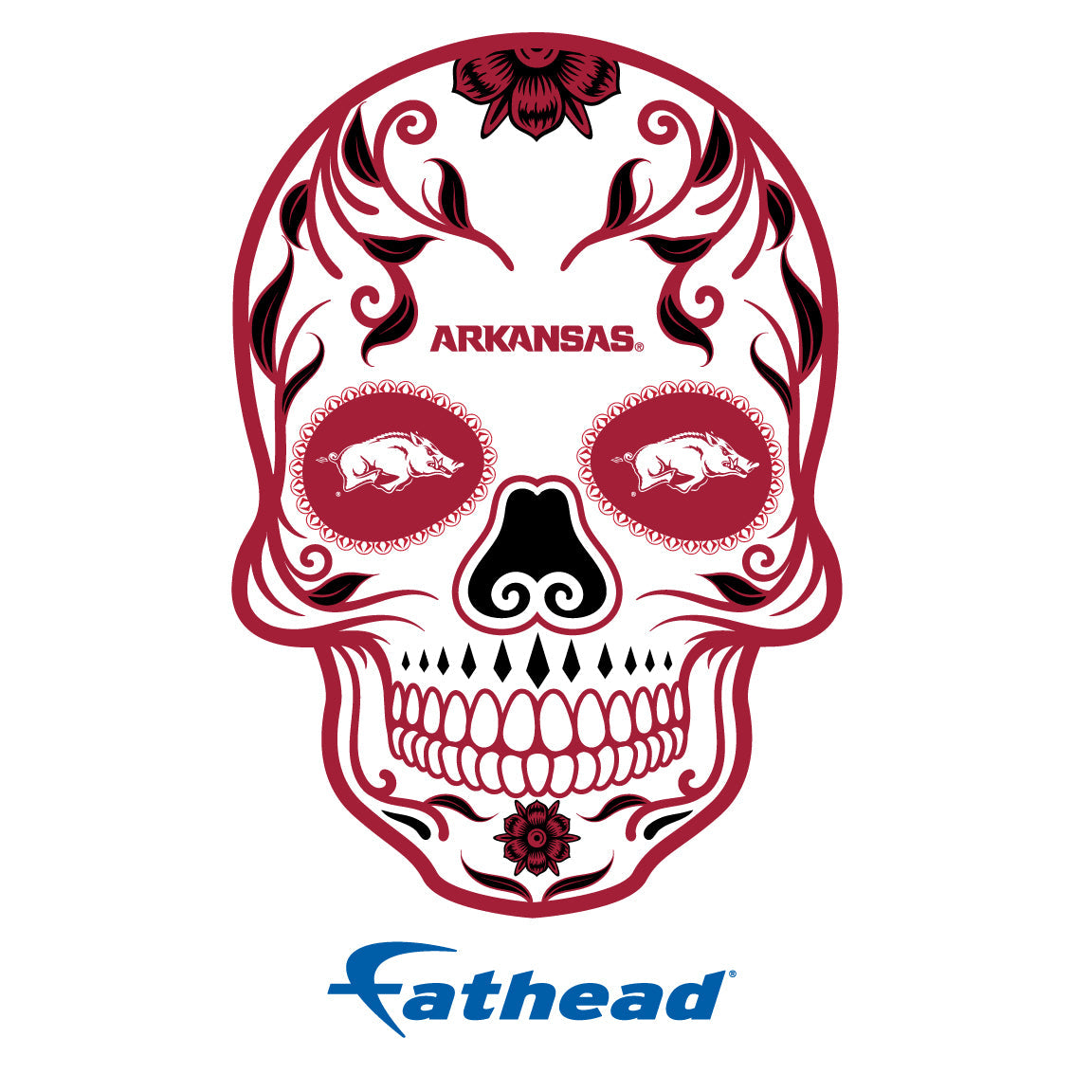 Arkansas Razorbacks - 5 Sugar Skull Logo Minis (Mixed Sizes) - Official NCAA - Reusable Vinyl Decals