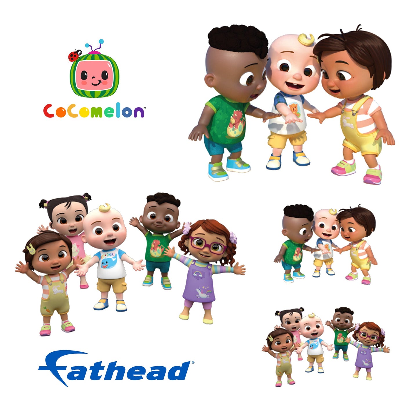 JJ - 5 Minis (Mixed Sizes) - Official CoComelon - Friends - Reusable Vinyl Decals