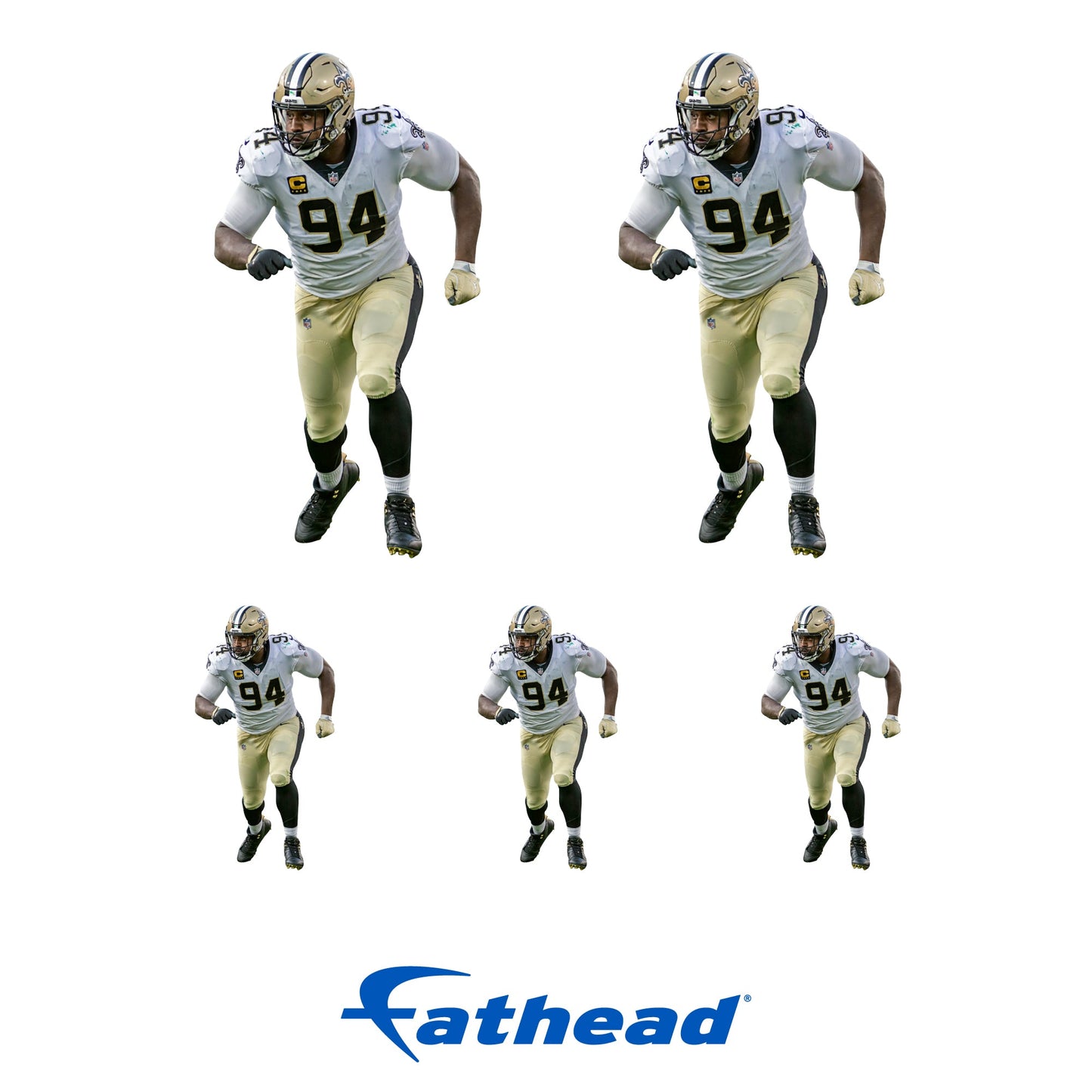 Cameron Jordan - 5 Minis (Mixed Sizes) - Official NFL - New Orleans Saints - Reusable Vinyl Decals