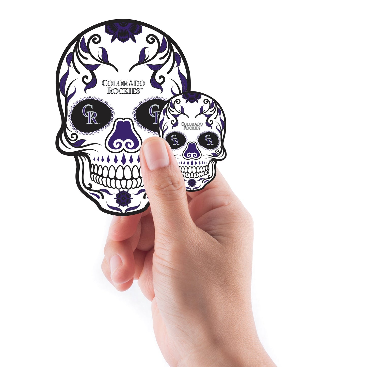 Colorado Rockies - 5 Sugar Skull Logo Minis (Mixed Sizes) - Official MLB - Reusable Vinyl Decals