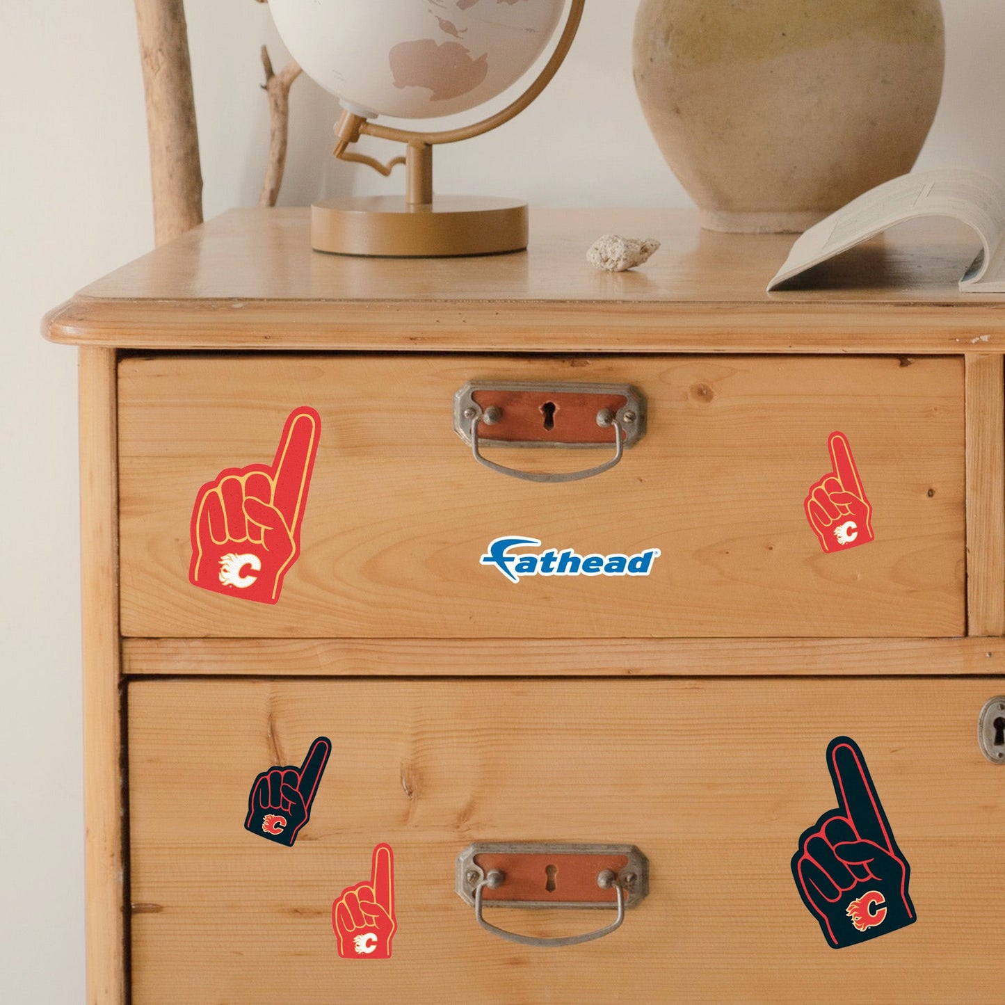 Calgary Flames - 5 Foam Finger Minis (Mixed Sizes) - Official NHL - Reusable Vinyl Decals