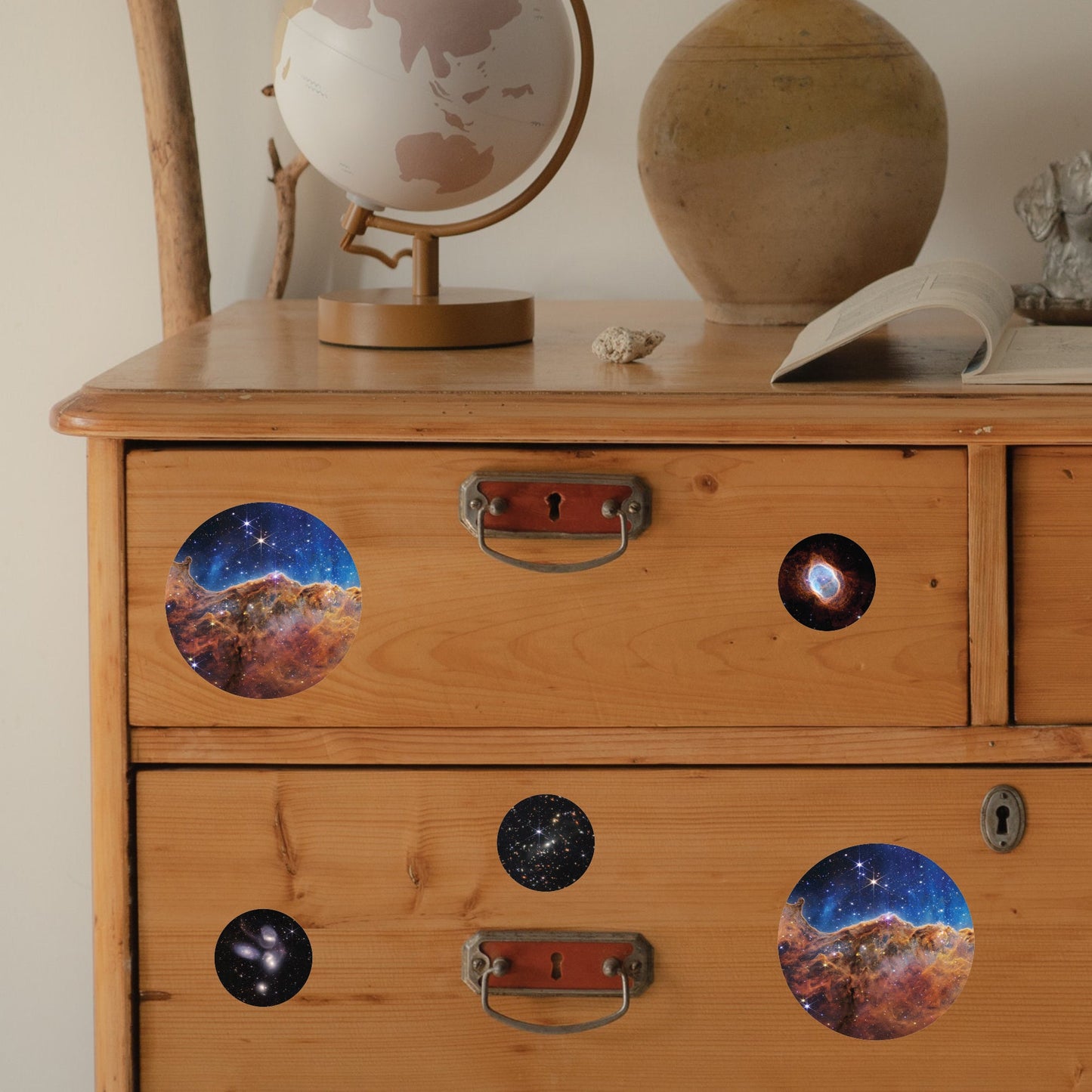 NASA - 5 Circle Minis (Mixed Sizes) - Official NASA - James Webb Space Telescope - Reusable Vinyl Decals