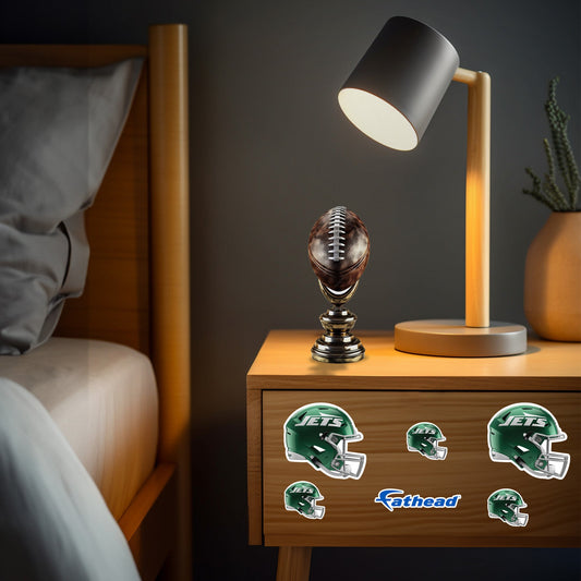 New York Jets - 5 Helmet Minis (Mixed Sizes) - Official NFL - Reusable Vinyl Decals