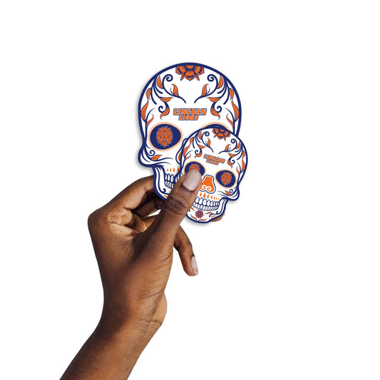 Lincoln Lions - 5 Sugar Skull Logo Minis (Mixed Sizes) - Official NCAA - Reusable Vinyl Decals