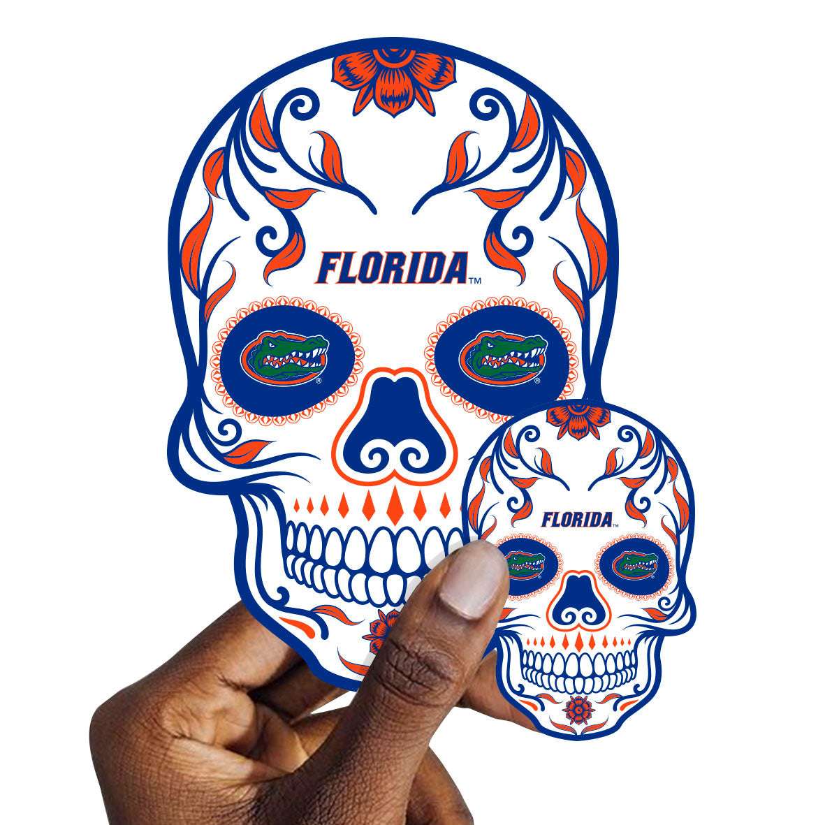 Florida Gators - 5 Sugar Skull Logo Minis (Mixed Sizes) - Official NCAA - Reusable Vinyl Decals
