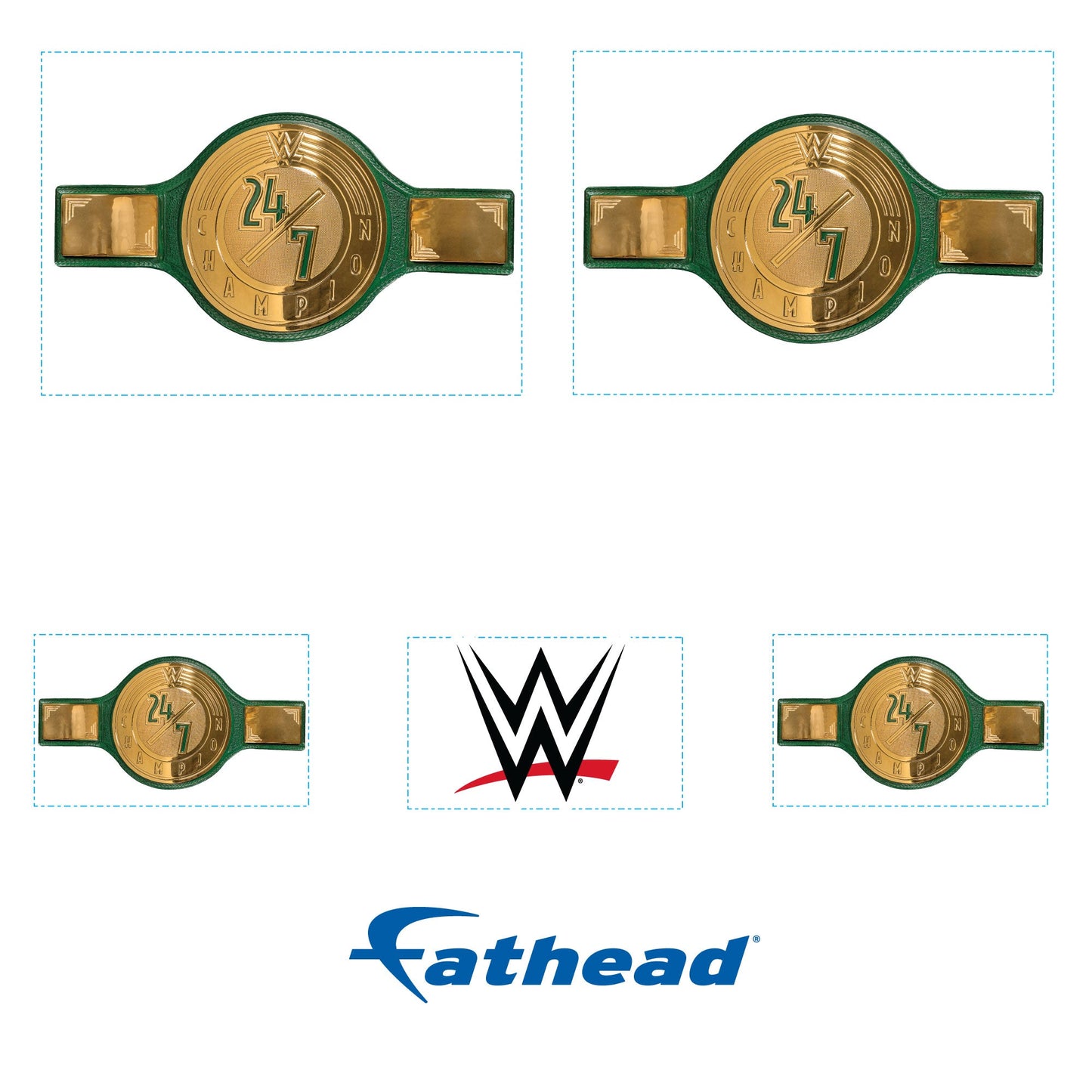 24/7 Title - 5 Minis (Mixed Sizes) - Official WWE - Reusable Vinyl Decals