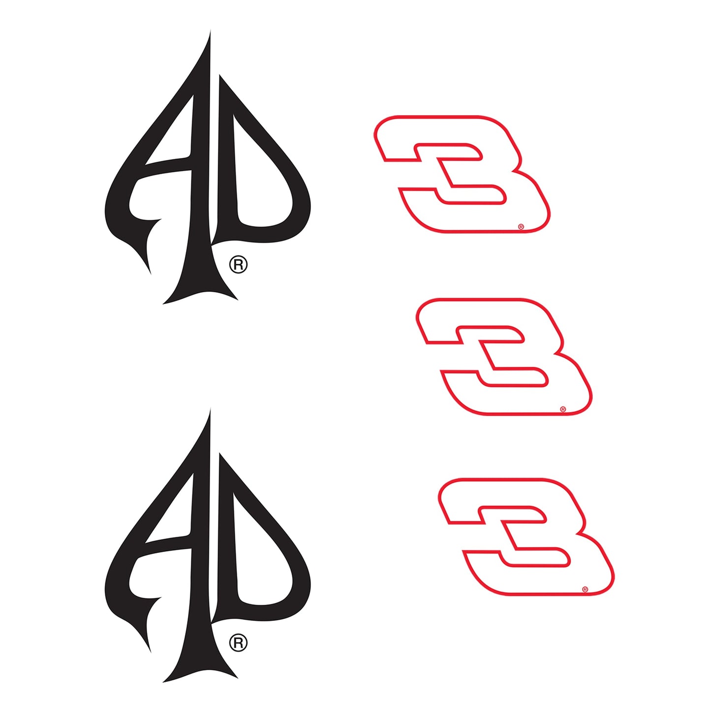 Austin Dillon #3 - 5 Logo Minis (Mixed Sizes) - Official NASCAR - Reusable Vinyl Decals
